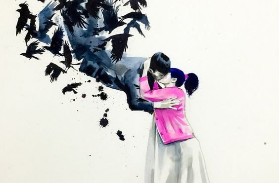 Insecure relationships: a couple kissing.