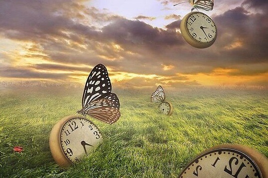 Surreal clocks symbolizing the risk of depression