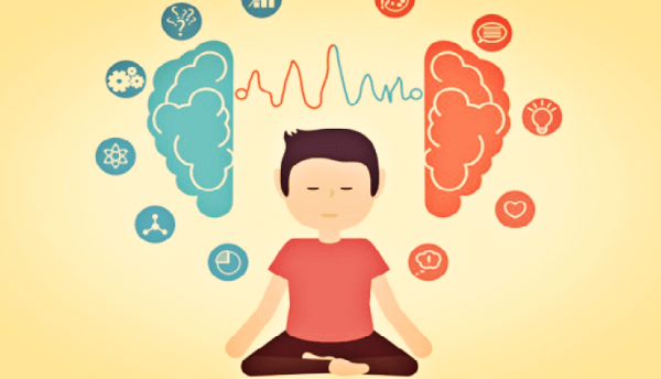 a cartoon boy meditating