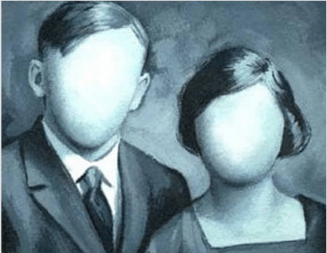 a portrait of a faceless couple