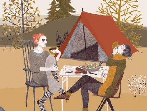 Two people camping.