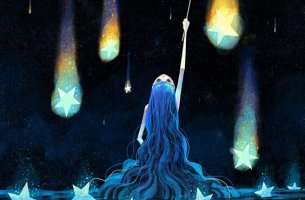 a girl playing with the stars
