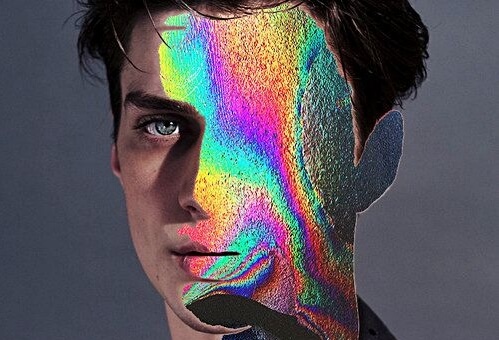 A man with a glittery face: first impressions.