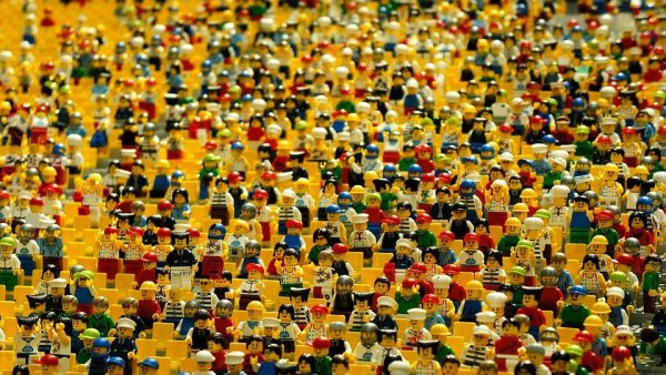 a crowd of lego people
