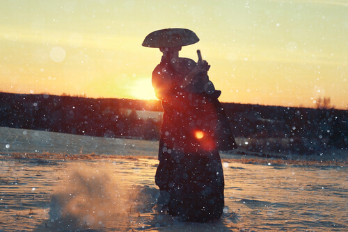 old samurai in the snow