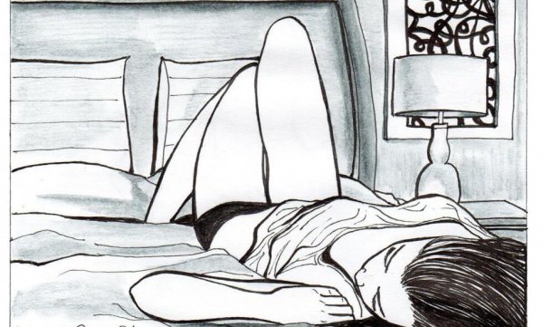 Single life as pictured by a woman lounging alone in bed.