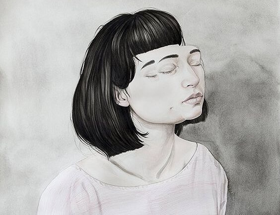 a woman with her eyes closed