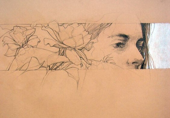 Woman's face with flowers