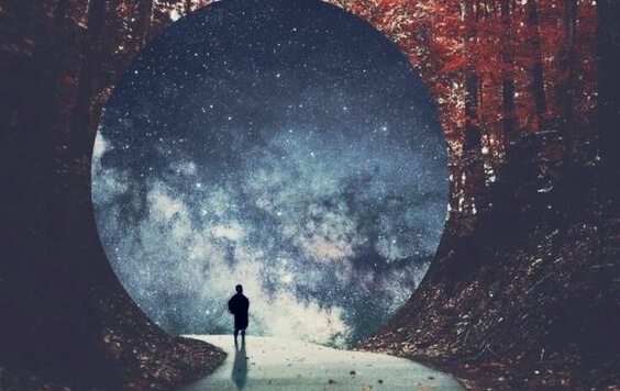 a man on the road in the night