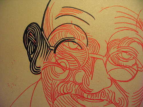 Teckning av Mahatma Gandhi