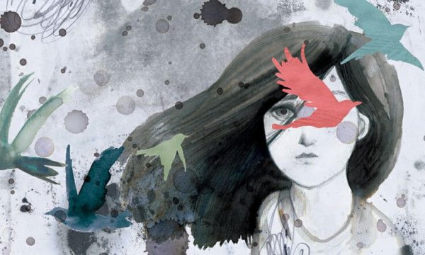 Doubt as pictured by a girl and birds.