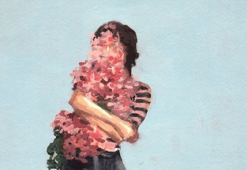 flowers covering a woman