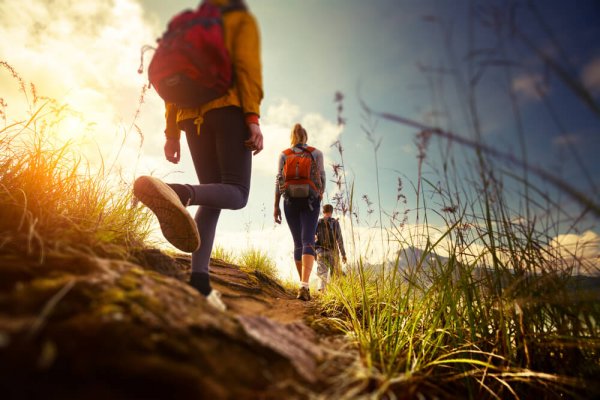 People hiking in nature.