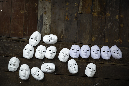 white masks on the floor