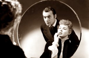 A still from an old movie in black and white.