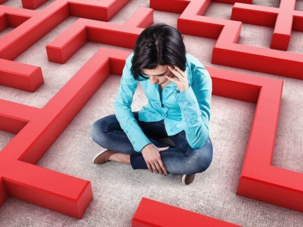 a woman in a maze