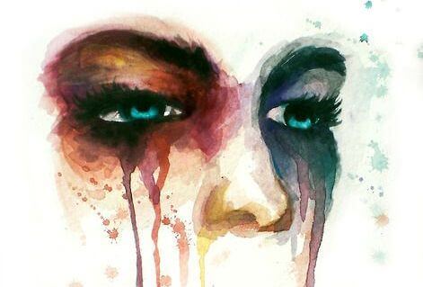 Watercolor crying.