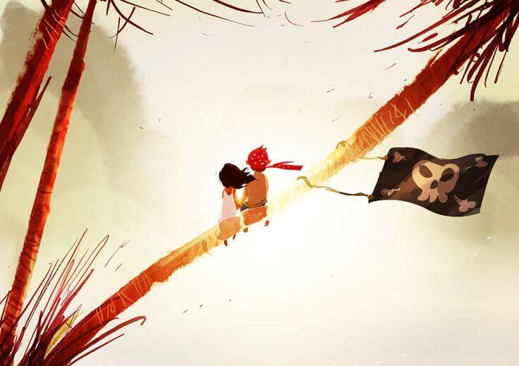 Two childhood friends are sitting in a tree together.