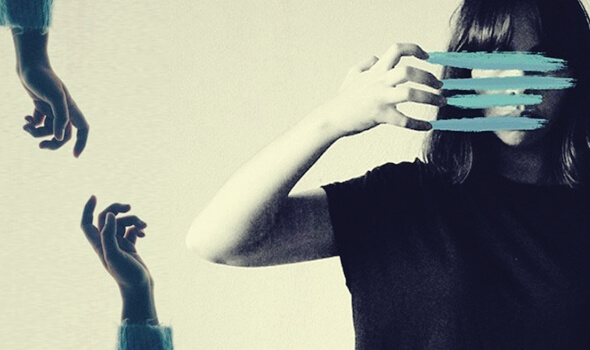 Woman suffering from childhood traumas