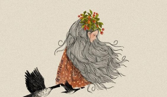 a woman and birds @ottokim