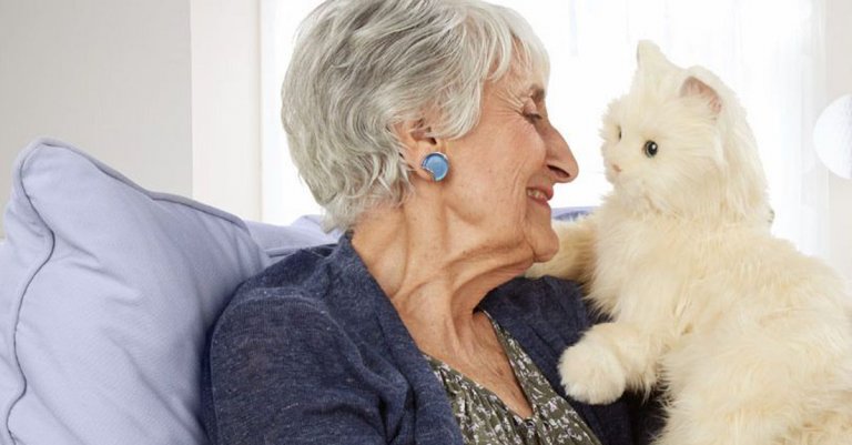 Elderly lady with cat