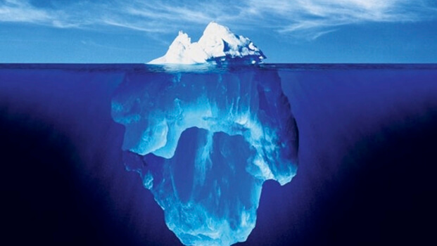 A big iceberg underwater.