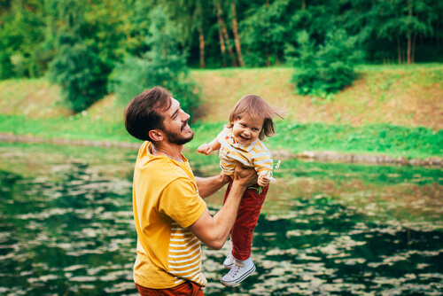 Dad and child having fun