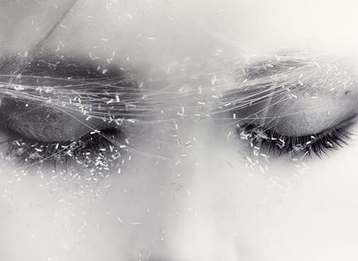 Closed eyes.