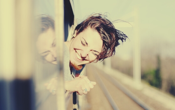 woman on train