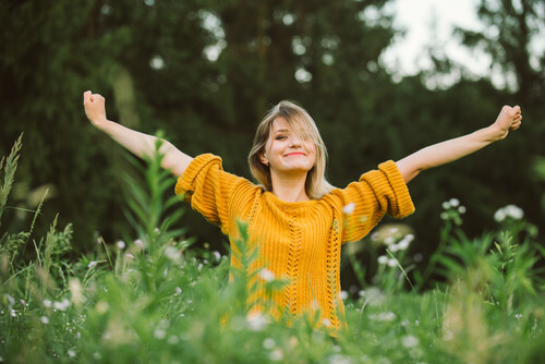 woman happy to be in the world