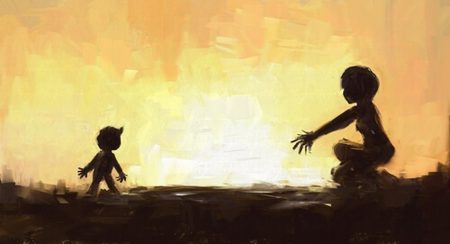 boy running to mom
