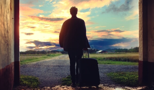 man travelling alone