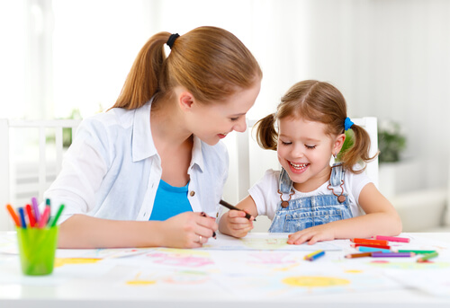 Mother making learning fun
