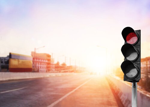 A red traffic light.