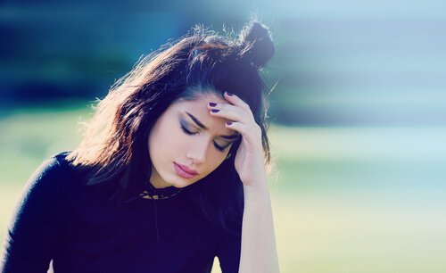 An upset woman in black.