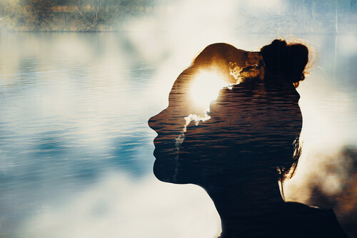 Woman with an illuminated mind.
