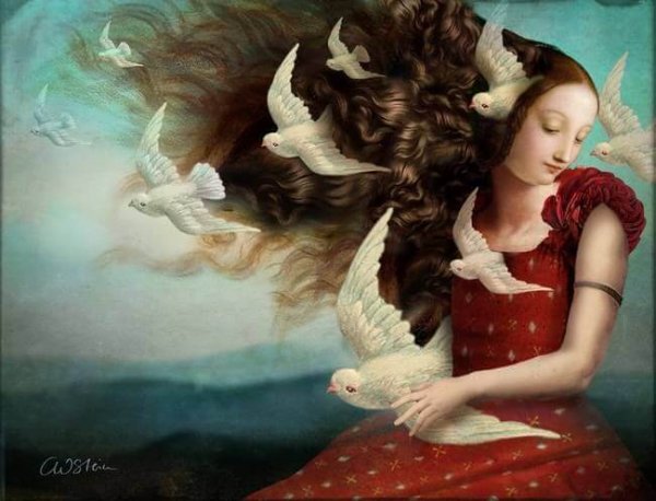 woman and birds