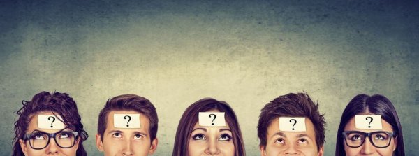 Young people with question marks on their foreheads.
