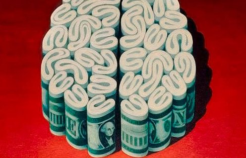 A brain made out of money showing phobias