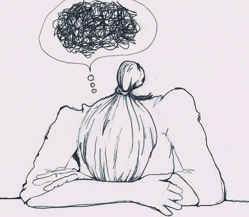 woman with dark thoughts in her mind