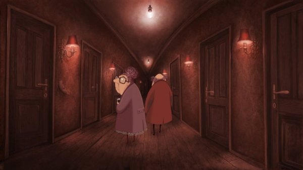 in dark corridor