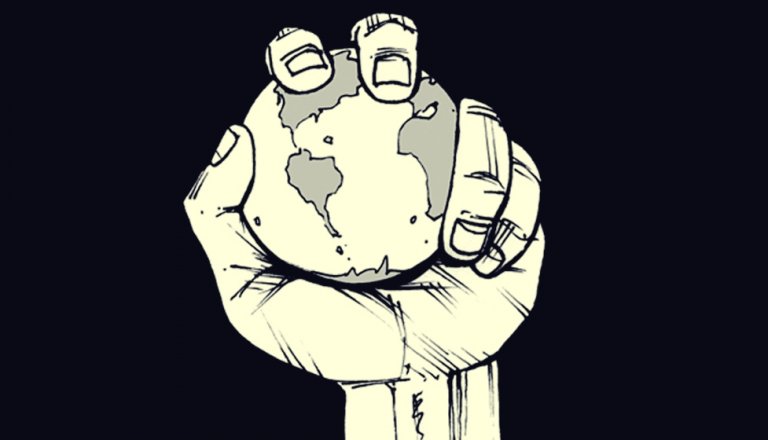 Holding the planet in your hand.
