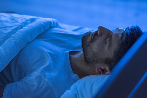 A man asleep.