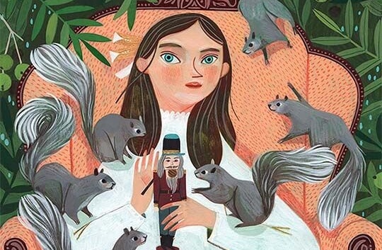 woman with a bunch of squirrels around her