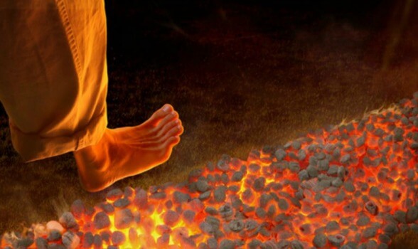 Firewalking: walking over hot coals.