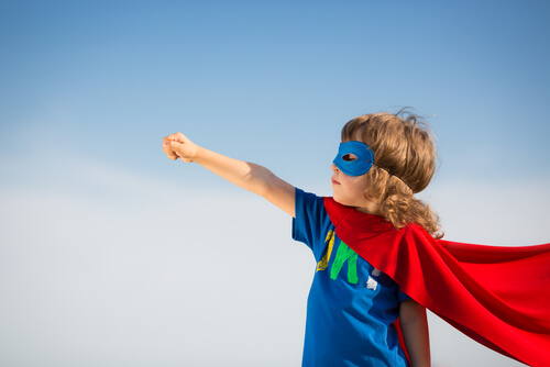 Boy as super hero