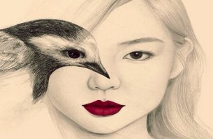 woman with bird
