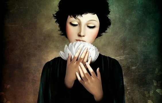 woman with flower