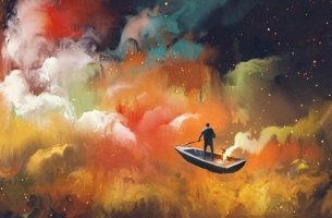 boat in clouds