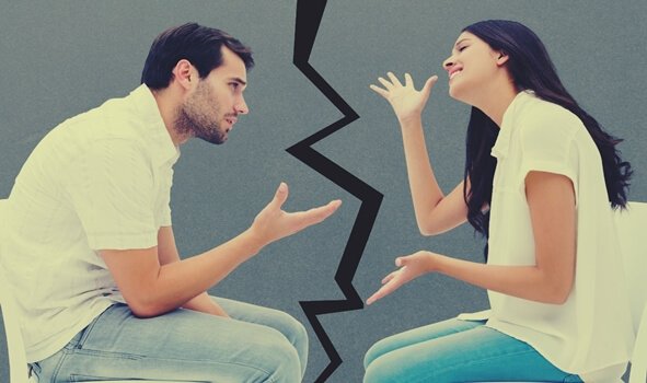 A couple arguing.